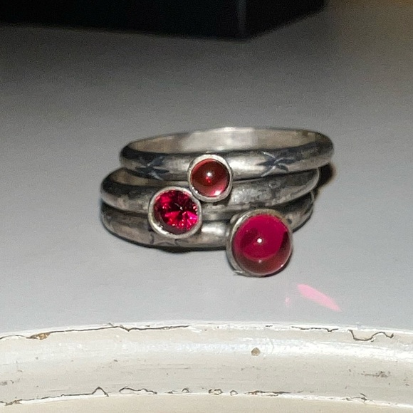 Jewelry - Vintage Cluster Rings Sterling Silver “Hope” & “Dream” Carved + Aztec Design